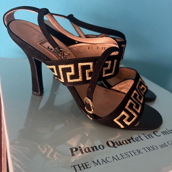 Versace Shoes - Gianni Versace Black and Gold Women's Heels